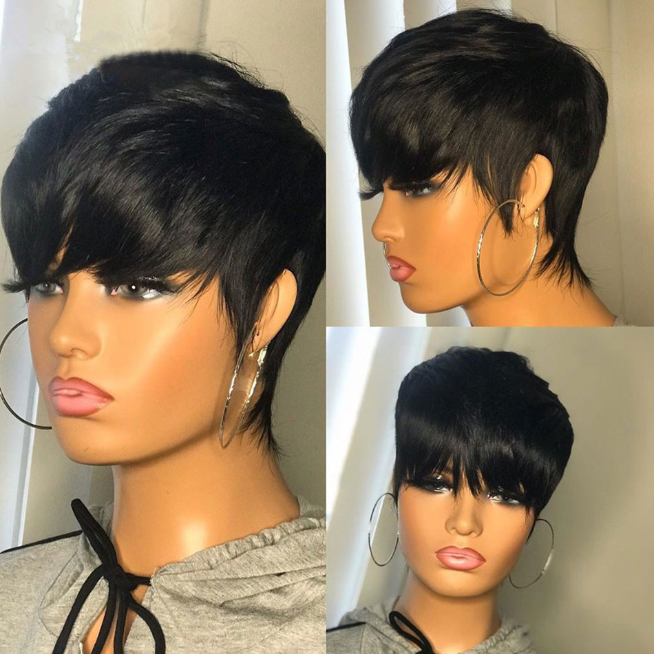 Short Pixie Cut Wig Human Hair Cheap - Pelucas de cabello humano corto, corte