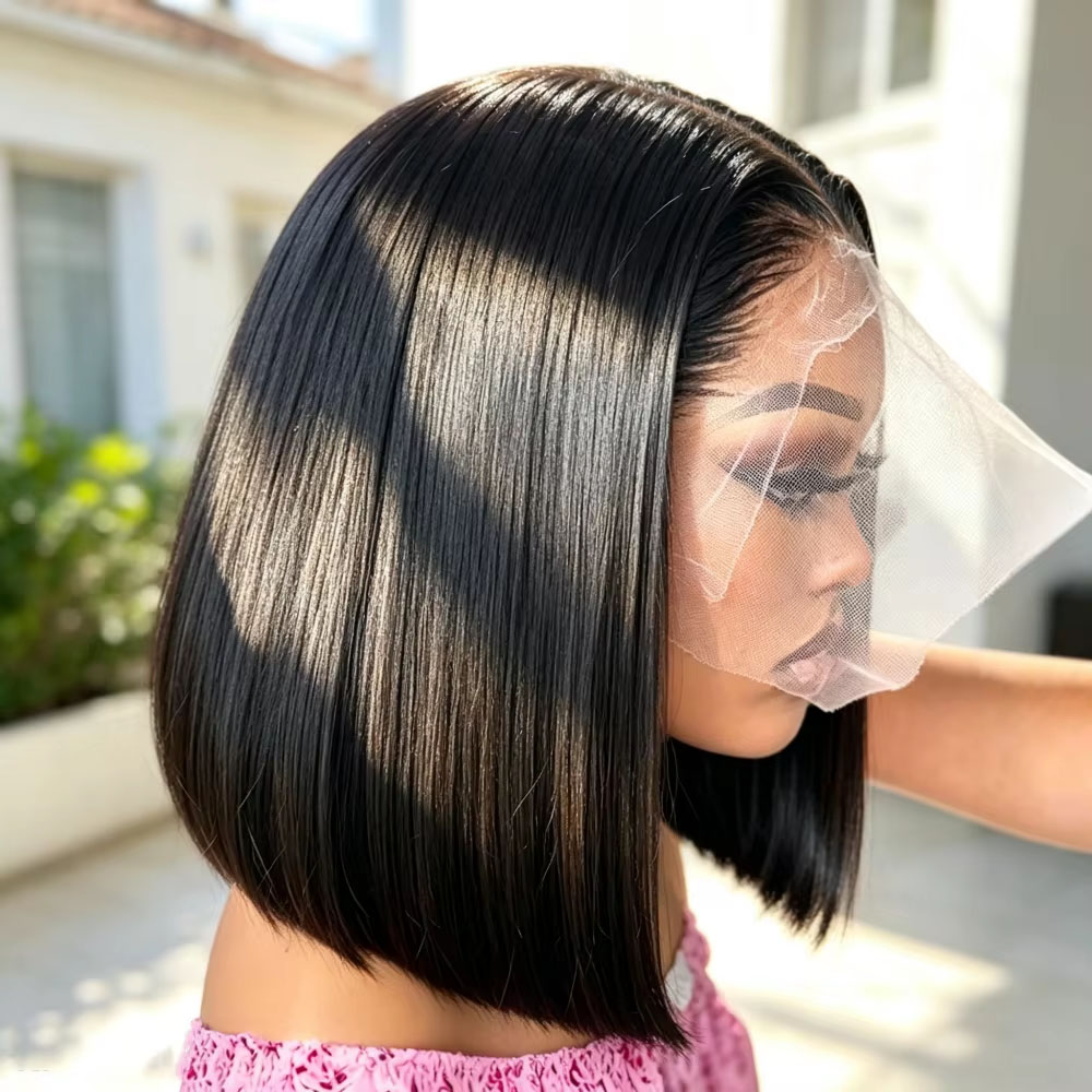 Pre Parted 13X4 Lace Front Bob Wig - Pelucas frontales de encaje recto transparente