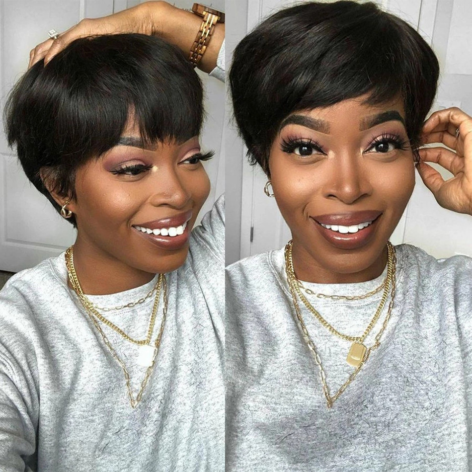 Pelucas de cabello humano cort - Short Pixie Cut Wig Human Hair Cheap reseña y precio