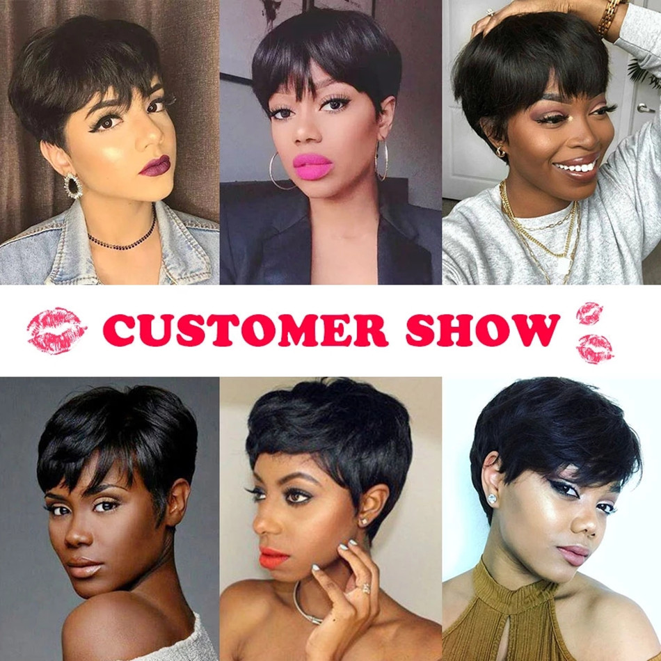 Pelucas de cabello humano cort - Short Pixie Cut Wig Human Hair Cheap reseña y precio