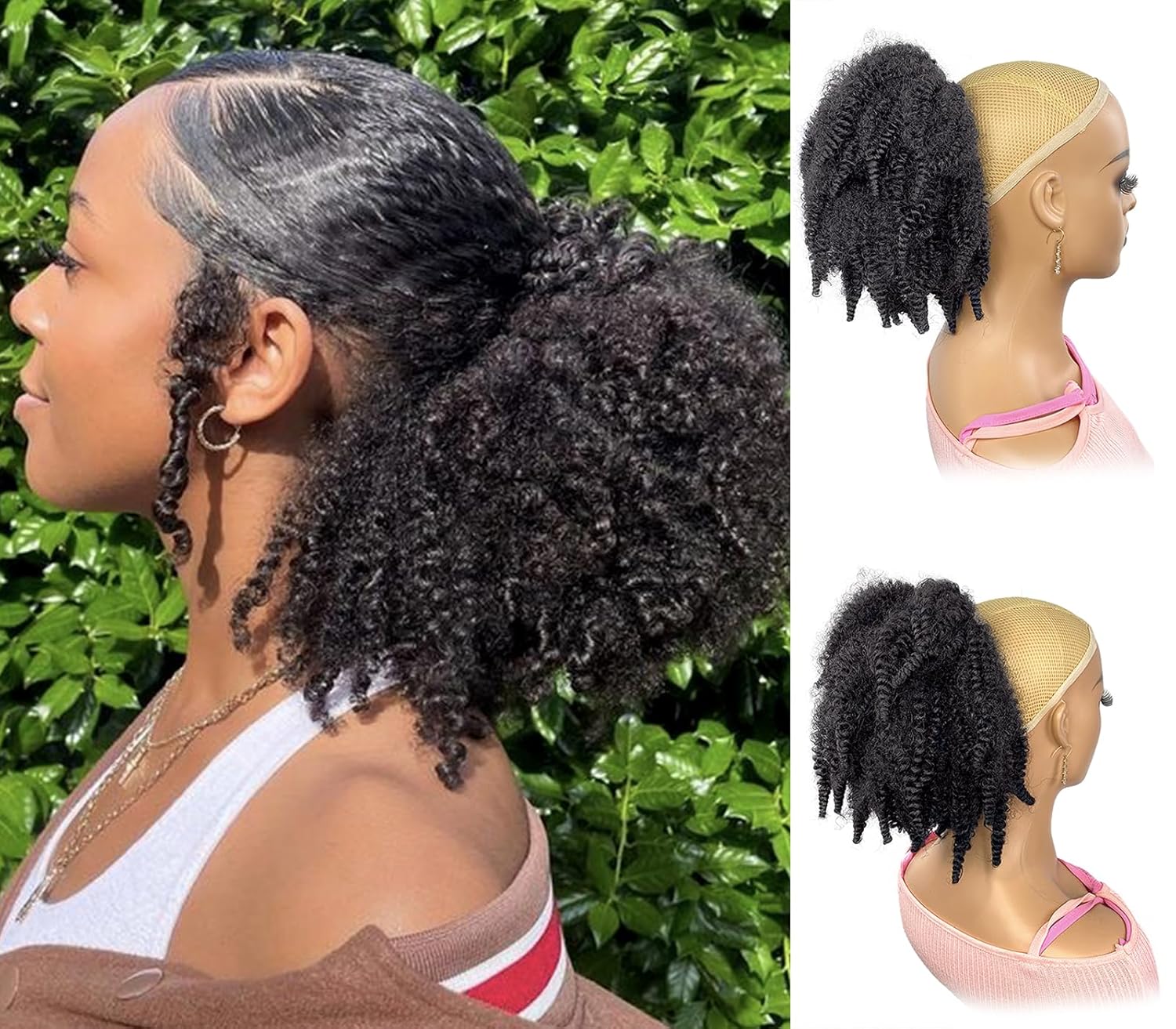 Cola de Caballo Sintética Afro - Drawstring Afro Curly Puff Ponytail reseña y precio
